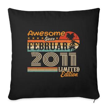 Geburtstag Vintage Geschenkidee Februar 2011 - Sofakissenbezug 45 x 45 cm - Schwarz - Vorne