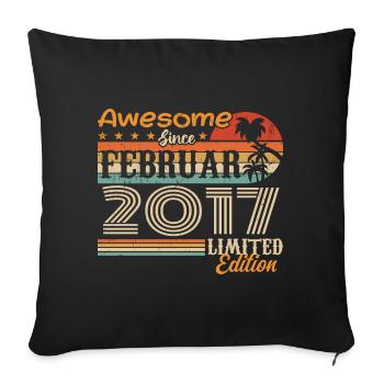Geburtstag Vintage Geschenkidee Februar 2017 - Sofakissenbezug 45 x 45 cm - Schwarz - Vorne