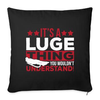 Cadeau de joueur de luge pour les amateurs de luge - Housse de coussin décorative 45 x 45 cm - noir - Devant