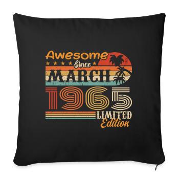 März 1965 Jahrgang 1965 Retro Geburtstagsgeschenk - Sofakissenbezug 45 x 45 cm - Schwarz - Vorne