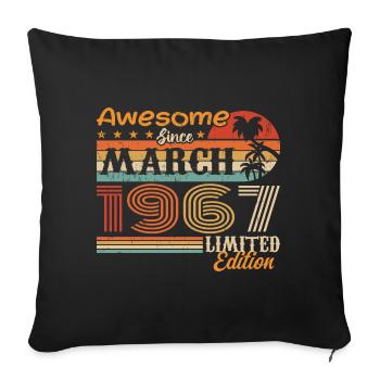 März 1967 Jahrgang 1967 Retro Geburtstagsgeschenk - Sofakissenbezug 45 x 45 cm - Schwarz - Vorne