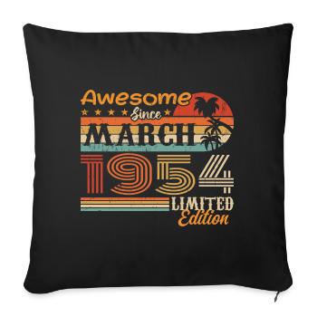 Mars 1954 Vintage 1954 rétro cadeau d’anniversaire - Housse de coussin décorative 45 x 45 cm - noir - Devant