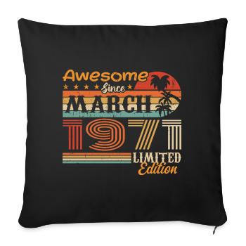 Mars 1971 Vintage 1971 rétro cadeau d’anniversaire - Housse de coussin décorative 45 x 45 cm - noir - Devant