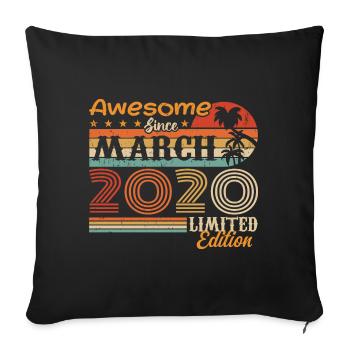März 2020 Jahrgang 2020 Retro Geburtstagsgeschenk - Sofakissenbezug 45 x 45 cm - Schwarz - Vorne