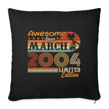 March 2004 Vintage 2004 Retro Birthday Gift - Sofa pillowcase 17,3'' x 17,3'' (45 x 45 cm) - black - Front