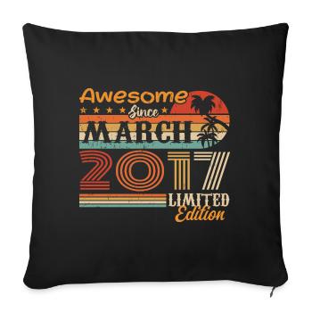 März 2017 Jahrgang 2017 Retro Geburtstagsgeschenk - Sofakissenbezug 45 x 45 cm - Schwarz - Vorne