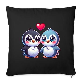 Penguin Love Valentine's Day Heart Friendship - Sofa pillowcase 17,3'' x 17,3'' (45 x 45 cm) - black - Front