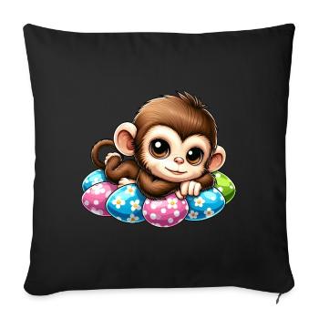 Cute Monkey Easter Eggs Easter Chilling Cartoon - Sofa pillowcase 17,3'' x 17,3'' (45 x 45 cm) - black - Front