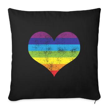 cœur - Housse de coussin décorative 45 x 45 cm - noir - Devant