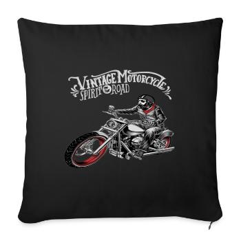Motorcycle chopper bike vintage design - Sofa pillowcase 17,3'' x 17,3'' (45 x 45 cm) - black - Front