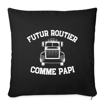 t-shirt baby future truck driver like grandpa - Sofa pillowcase 17,3'' x 17,3'' (45 x 45 cm) - black - Front