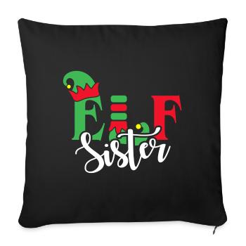 Elf Schwester Weihnachten Familie Matching - Sofakissenbezug 45 x 45 cm - Schwarz - Vorne