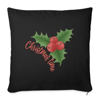 Noël - Gui aux baies rouges - Housse de coussin décorative 45 x 45 cm - noir - Devant