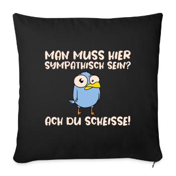 Lustiges Vogel Schwarzer Humor Geschenk - Sofakissenbezug 45 x 45 cm - Schwarz - Vorne