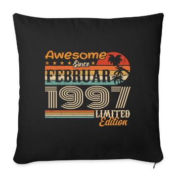 Birthday Vintage Gift Idea February 1997 - Sofa pillowcase 17,3'' x 17,3'' (45 x 45 cm) - black - Front