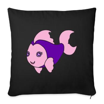 Kleiner süßer Fisch - Sofakissenbezug 45 x 45 cm - Schwarz - Vorne