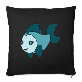 Kleiner süßer Fisch - Sofakissenbezug 45 x 45 cm - Schwarz - Vorne
