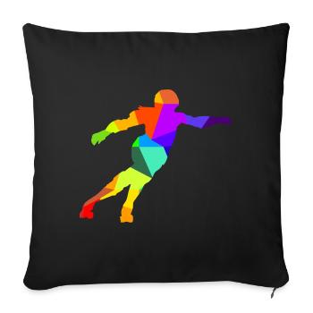 Roller Derby Inline Skates Rainbow Colors Polygon - Sofa pillowcase 17,3'' x 17,3'' (45 x 45 cm) - black - Front