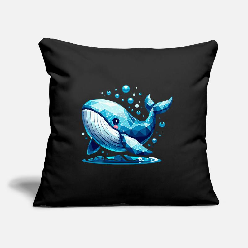 Cute Whale with Air Bubbles in Polygon Style Sofa pillowcase 17,3'' x 17,3'' (45 x 45 cm)