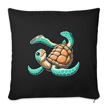 Clumsy turtle in handstand - Sofa pillowcase 17,3'' x 17,3'' (45 x 45 cm) - black - Front