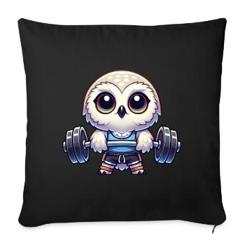 Owl Snow Owl Fitness Workout Barbell - Sofa pillowcase 17,3'' x 17,3'' (45 x 45 cm) - black - Front