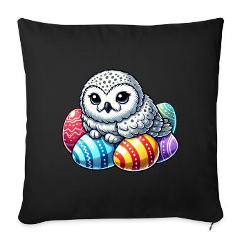 Süße Eule Osterei Cartoon Ostern Chillen - Sofakissenbezug 45 x 45 cm - Schwarz - Vorne