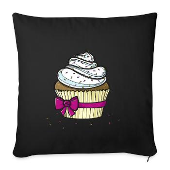 Petit gâteau comique doux - Housse de coussin décorative 45 x 45 cm - noir - Devant