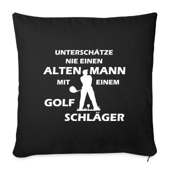 Senior homme jouant au golf chemise cadeau - Housse de coussin décorative 45 x 45 cm - noir - Devant
