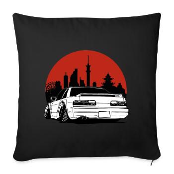 Silhouette ville soleil cadeau JDM Motorsport - Housse de coussin décorative 45 x 45 cm - noir - Devant