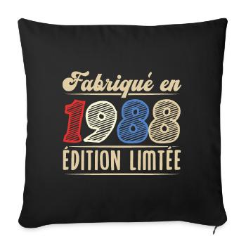 Fabriqué en 1988, Vintage cadeau d'anniversaire - Housse de coussin décorative 45 x 45 cm - noir - Devant