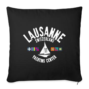 Lausanne Switzerland yacht center - Housse de coussin décorative 45 x 45 cm - noir - Devant