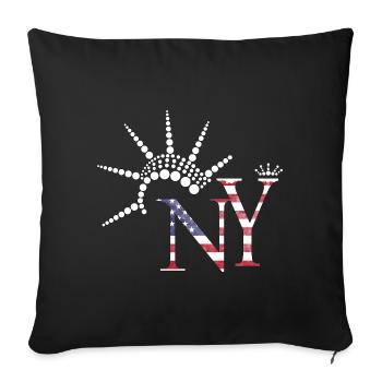 Drapeau des États-Unis Drapeau de New York Statue de la Liberté Cadeau - Housse de coussin décorative 45 x 45 cm - noir - Devant