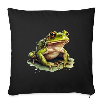 Grass frog sitting in puddle of water - Sofa pillowcase 17,3'' x 17,3'' (45 x 45 cm) - black - Front