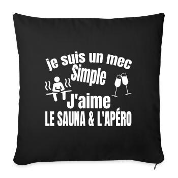 sauna et apéro - Housse de coussin décorative 45 x 45 cm - noir - Devant