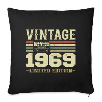Vintage 1969 Rétro Cadeau D’anniversaire 1969 - Housse de coussin décorative 45 x 45 cm - noir - Devant