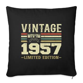 Vintage 1957 Retro 1957 Birthday Gift - Sofa pillowcase 17,3'' x 17,3'' (45 x 45 cm) - black - Front