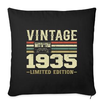 Jahrgang 1935 Retro 1935 Geburtstagsgeschenk - Sofakissenbezug 45 x 45 cm - Schwarz - Vorne