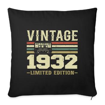 Jahrgang 1932 Retro 1932 Geburtstagsgeschenk - Sofakissenbezug 45 x 45 cm - Schwarz - Vorne