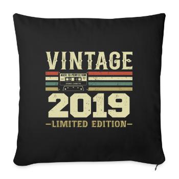 Vintage 2019 Rétro Cadeau D’anniversaire 2019 - Housse de coussin décorative 45 x 45 cm - noir - Devant