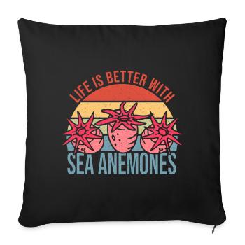Sea Anemones Gift - Sofa pillowcase 17,3'' x 17,3'' (45 x 45 cm) - black - Front