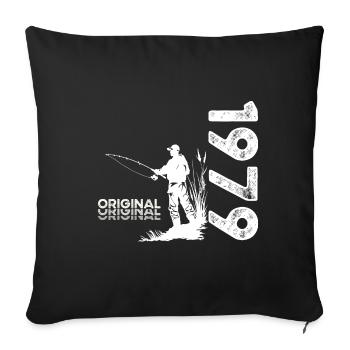 45ème anniversaire Pêcheur Pêche 1979 Millésime 1979 - Housse de coussin décorative 45 x 45 cm - noir - Devant