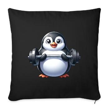 Pingouin Entraînement Fitness Mignon Drôle - Housse de coussin décorative 45 x 45 cm - noir - Devant