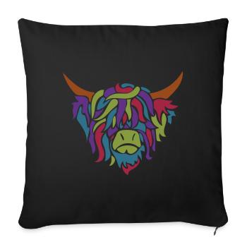 Vache Cadeau écossais De hautes terres - Housse de coussin décorative 45 x 45 cm - noir - Devant
