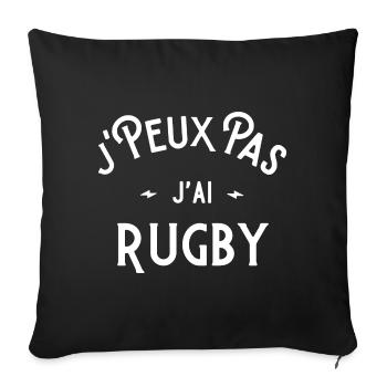 je peux pas j'ai rugby cadeau citation humour - Housse de coussin décorative 45 x 45 cm - noir - Devant