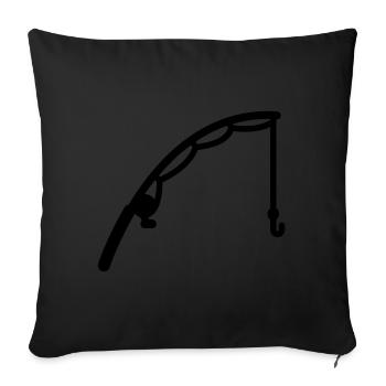 Icône de pêche à la canne à pêche - Housse de coussin décorative 45 x 45 cm - noir - Devant
