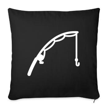 Icône de pêche à la canne à pêche - Housse de coussin décorative 45 x 45 cm - noir - Devant