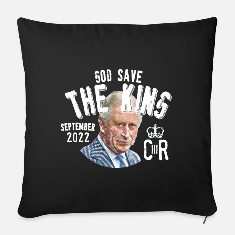 Dieu sauve le roi Charles - Housse de coussin décorative 45 x 45 cm - noir