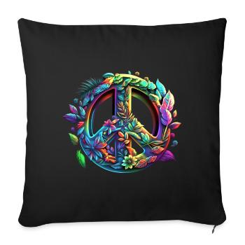 Symbole de paix, signe de paix, paix, liberté - Housse de coussin décorative 45 x 45 cm - noir - Devant