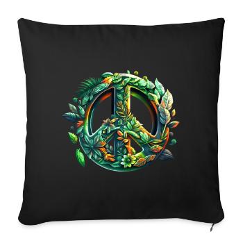 Signe de paix, Paix, Symbole de paix, Sauver la terre - Housse de coussin décorative 45 x 45 cm - noir - Devant