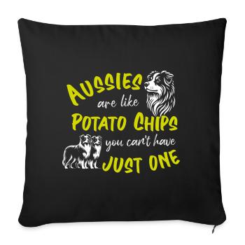 Les Australiens sont comme des croustilles - jaunes - Housse de coussin décorative 45 x 45 cm - noir - Devant